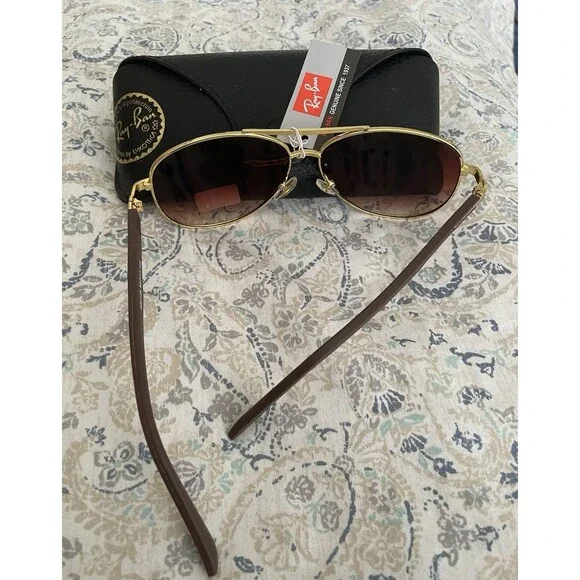 RAY-BAN Men’s RB 2185 63 17-140 GOLD FRAMES SUNGLASSES NEW With Case - Picture 5 of 5